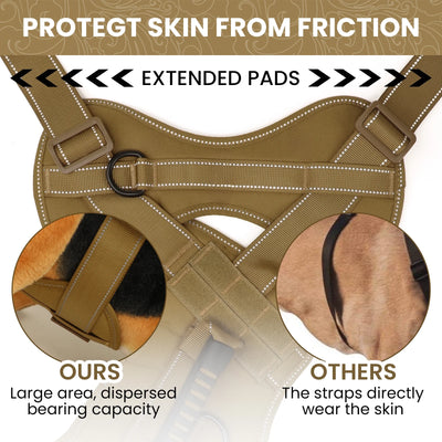 Reflective Adventure Dog Harness with Control Handle – Khaki Small