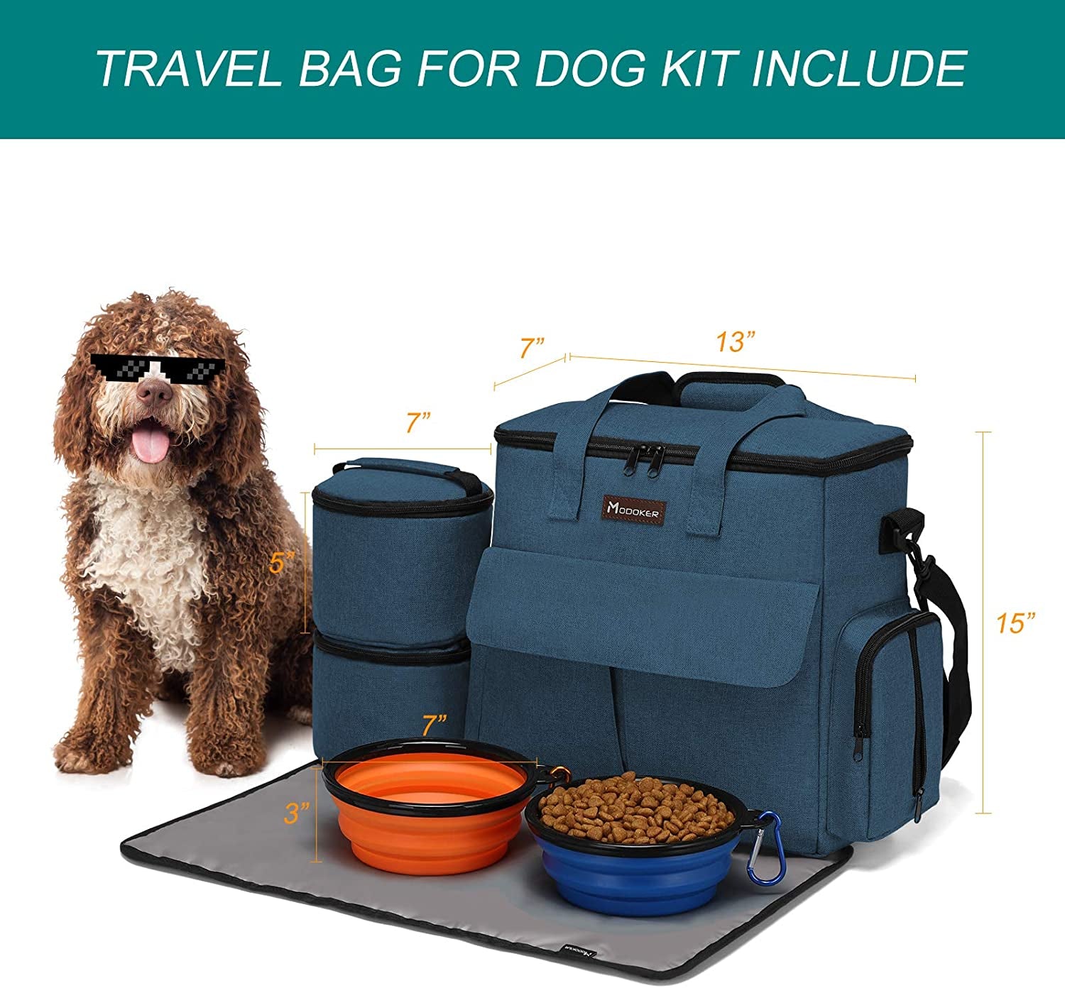 Airline-Approved Dog Travel Bag Set – Weekend Pet Organizer with Food Containers & Bowls