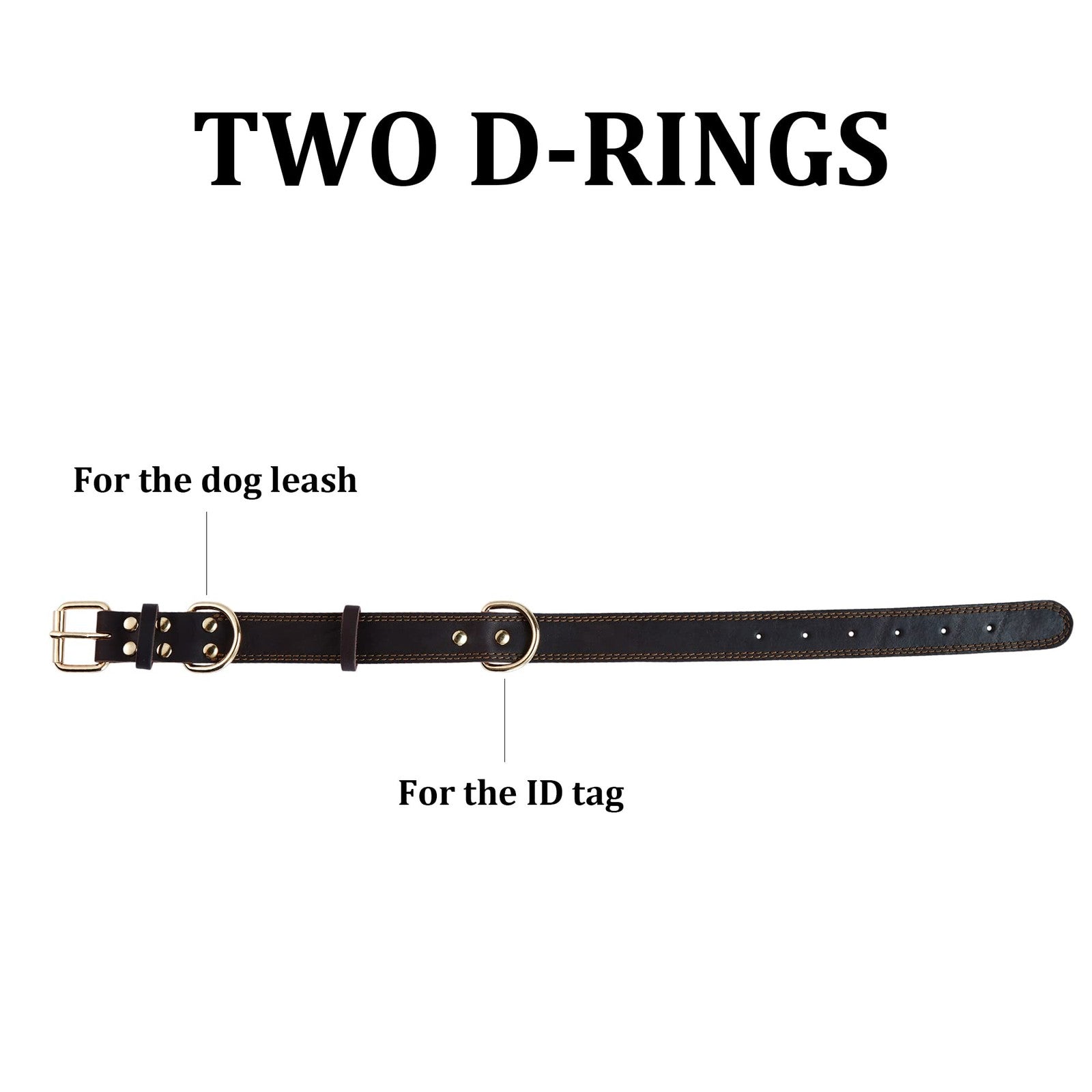 Premium Genuine Leather Dog Collar with Heavy-Duty Metal Hardware