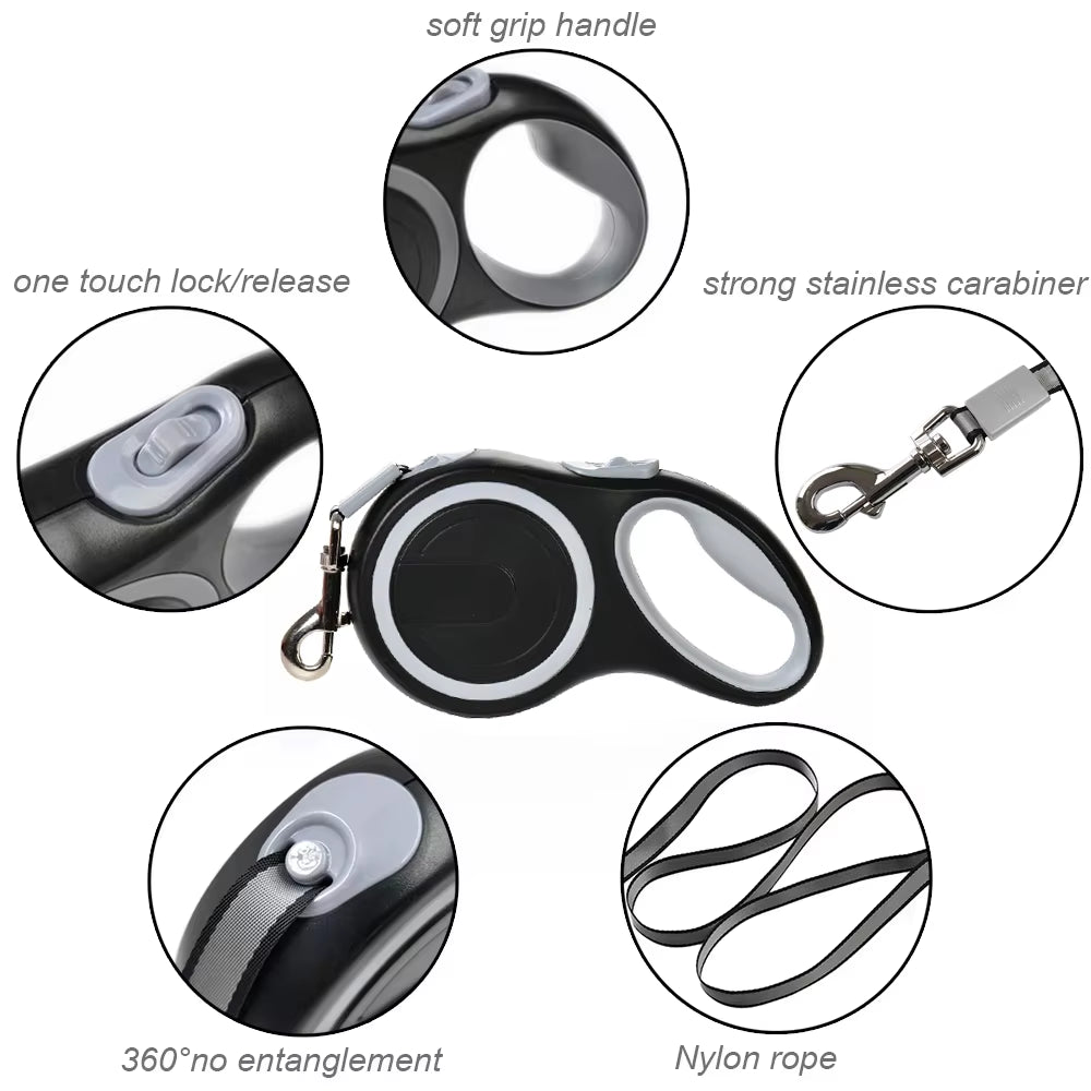 Retractable Dog Leash – Adjustable Heavy Duty Walking Lead for Small & Large Dogs