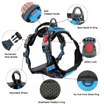 Reflective No Pull Dog Walking Harness – Comfortable Adjustable Pet Vest with Control Handle