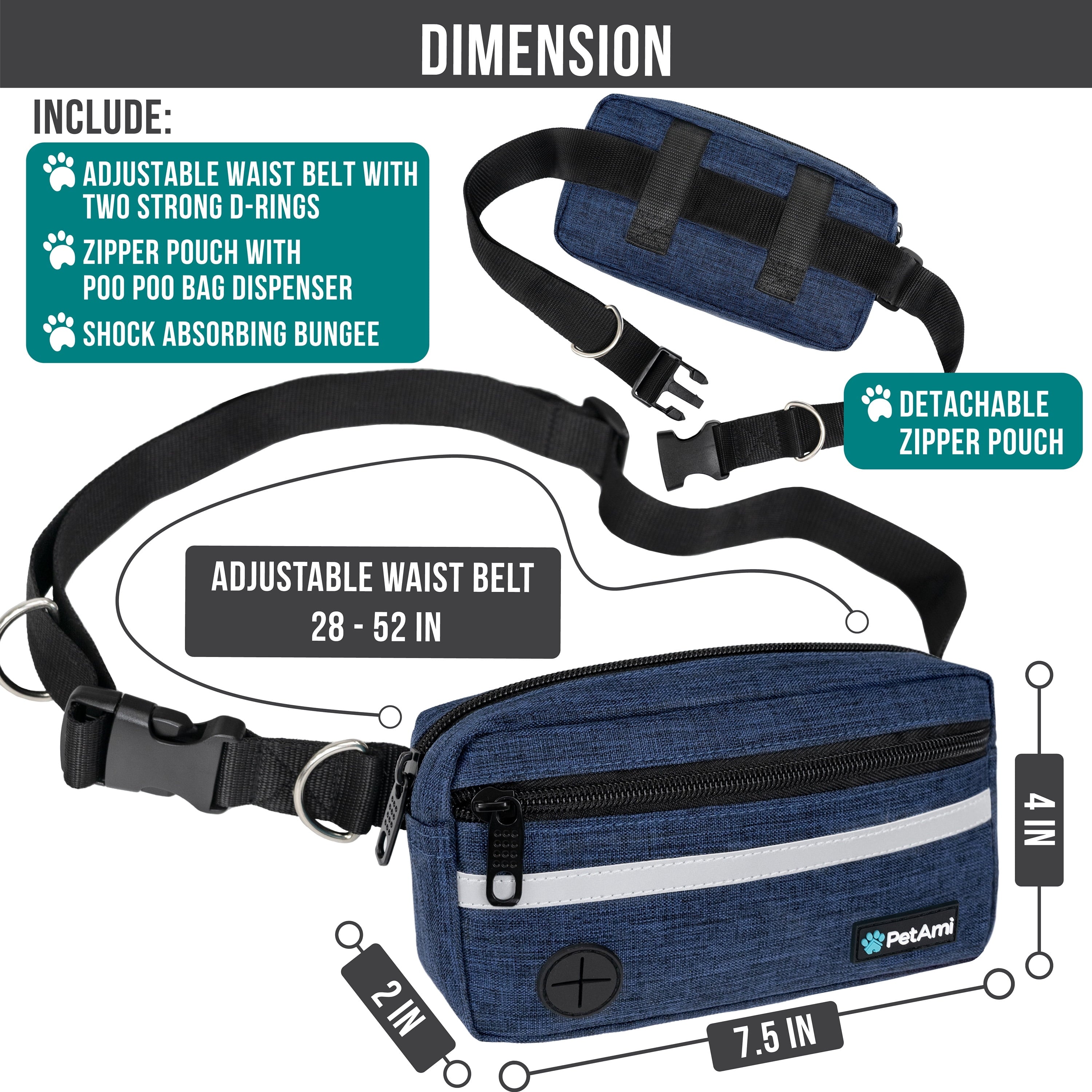 Hands-Free Dog Leash with Waterproof Waist Bag & Training Pouch