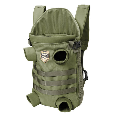 Hands-Free Dog Front Carrier Backpack – Breathable Legs-Out Pet Travel Bag, Green L