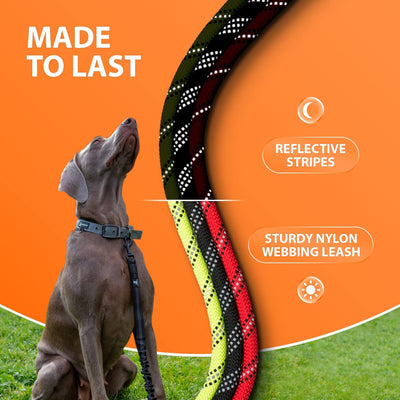SparklyPets Heavy-Duty Rope Dog Leash with Shock-Absorbing Bungee