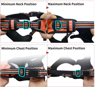 No Pull Adjustable Dog Harness with Reflective Padded Vest & Control Handle – Orange Small