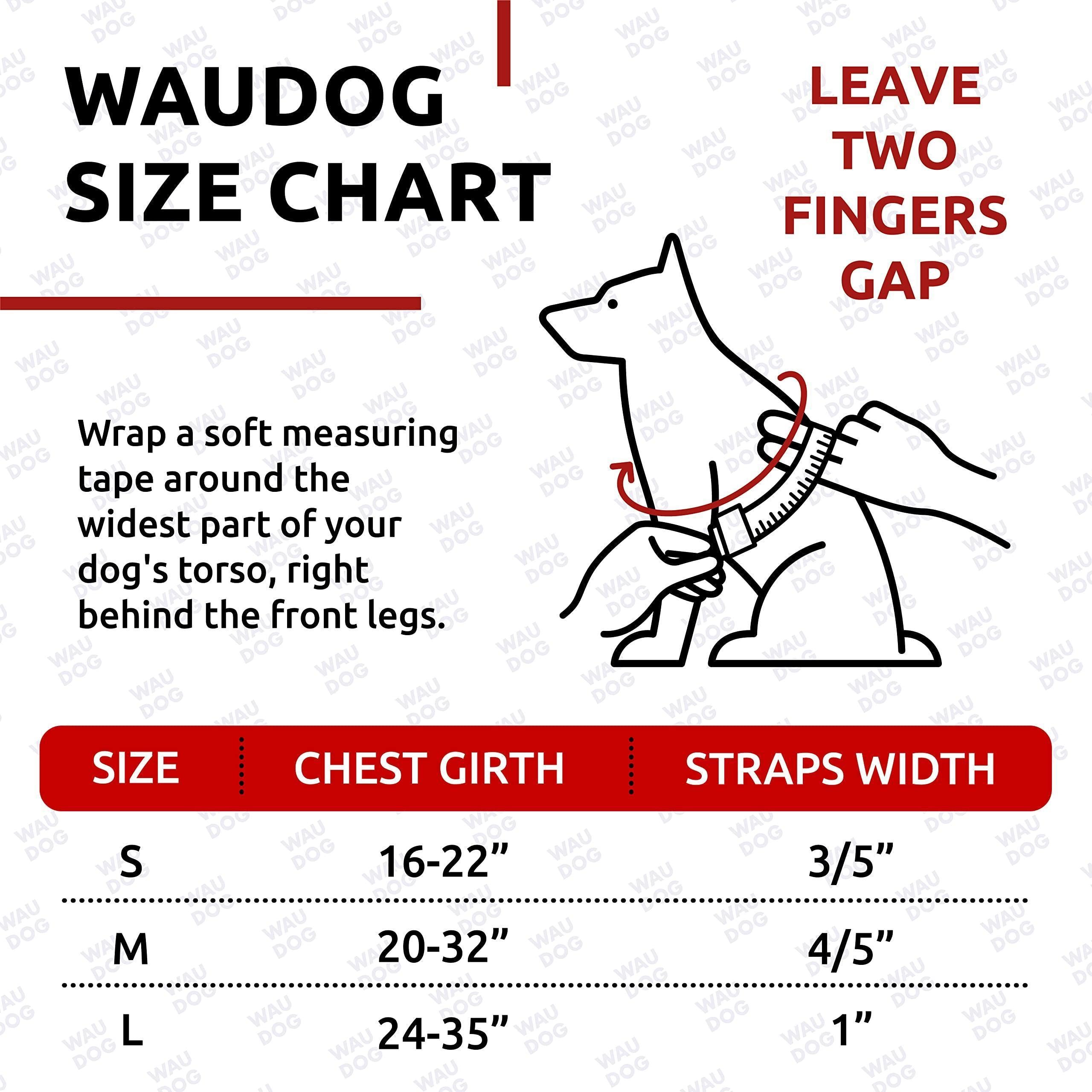WAUDOG Waterproof Heavy Duty Pet Harness with Metal Clasp & QR Dog Tag
