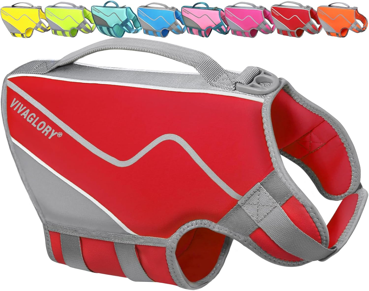 Neoprene Dog Life Vest for Swimming & Boating – Red Medium