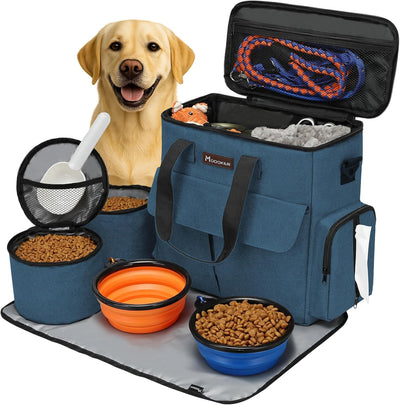 Airline-Approved Dog Travel Bag Set – Weekend Pet Organizer with Food Containers & Bowls