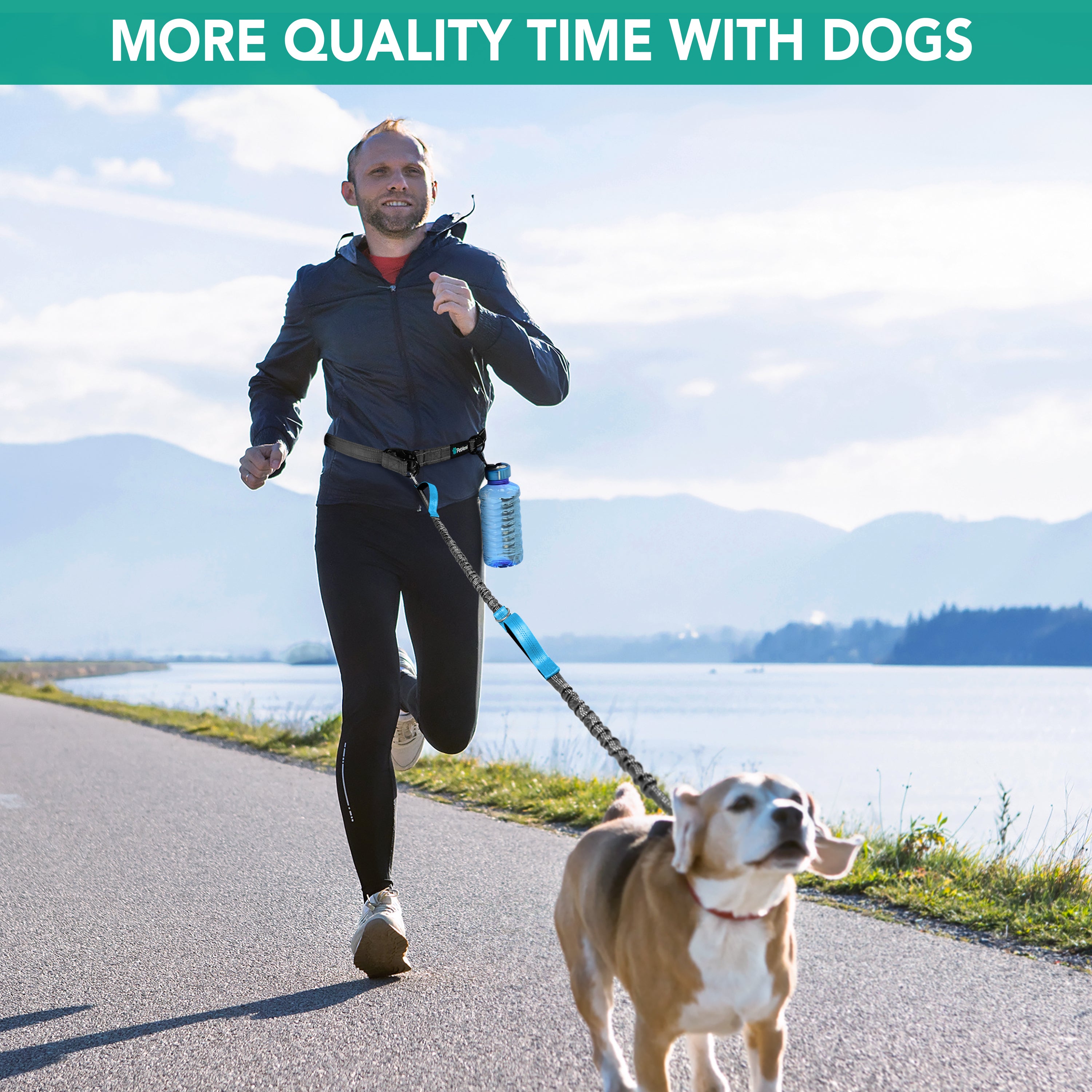 Hands-Free Dog Bungee Leash with Adjustable Waist Belt