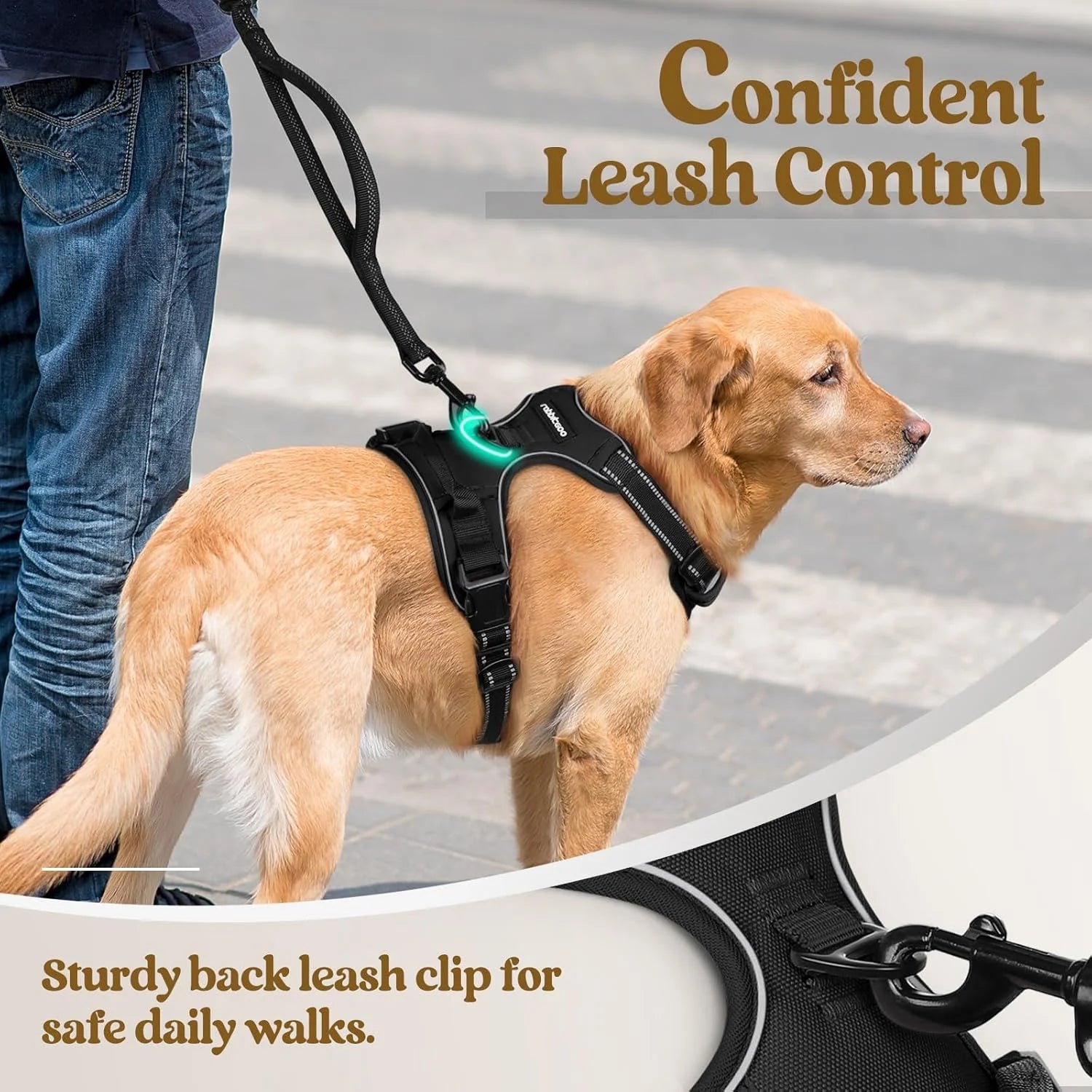 No Pull Dog Harness with Dual Leash Clips – Reflective Padded Vest for Large Dogs