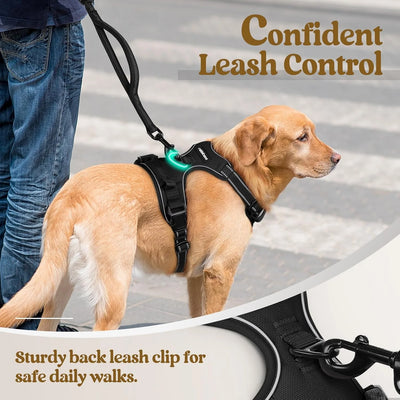 No Pull Dog Harness with Dual Leash Clips – Reflective Padded Vest for Large Dogs