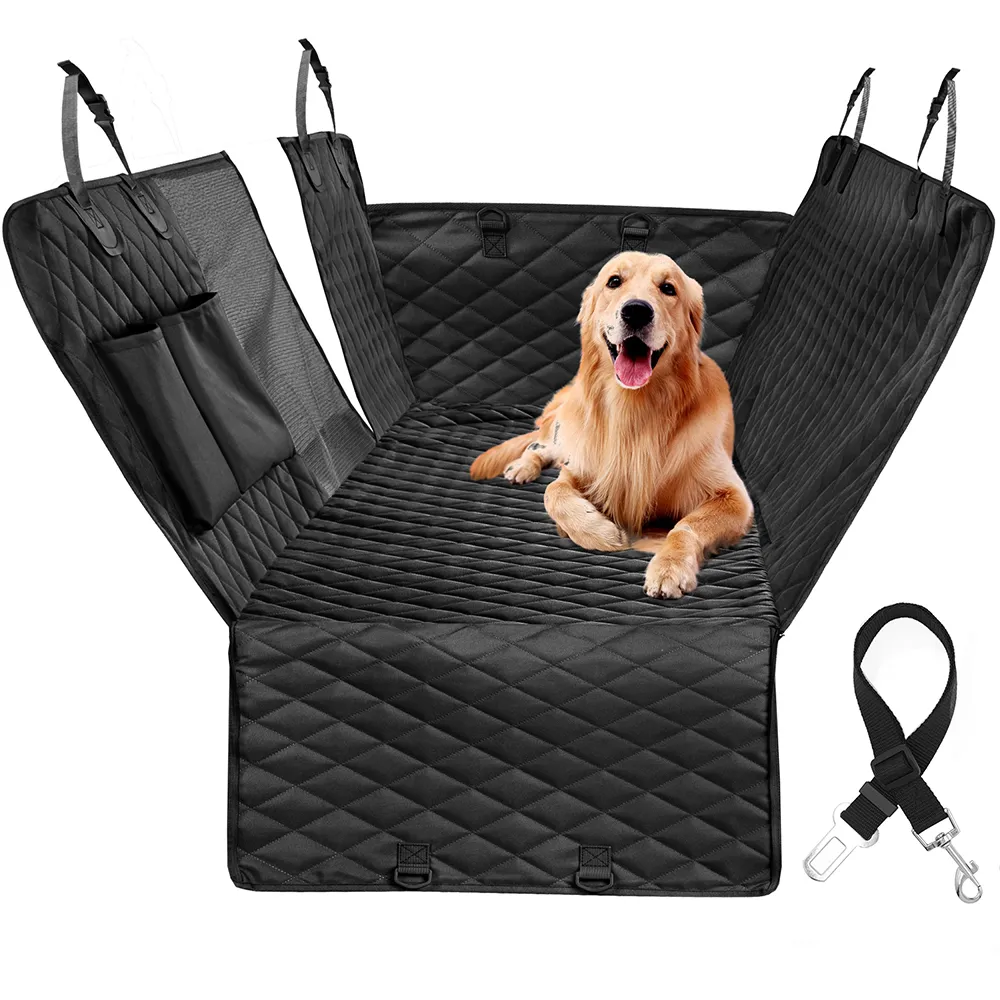 Dog-Carrier-Waterproof-Rear-Back-Pet-Dog-Car-Seat-Cover-Mat-Hammock-Protector-with-Safety-Belt Waterproof Rear Back Dog Carrier Seat Cover with Safety Belt - Image 1