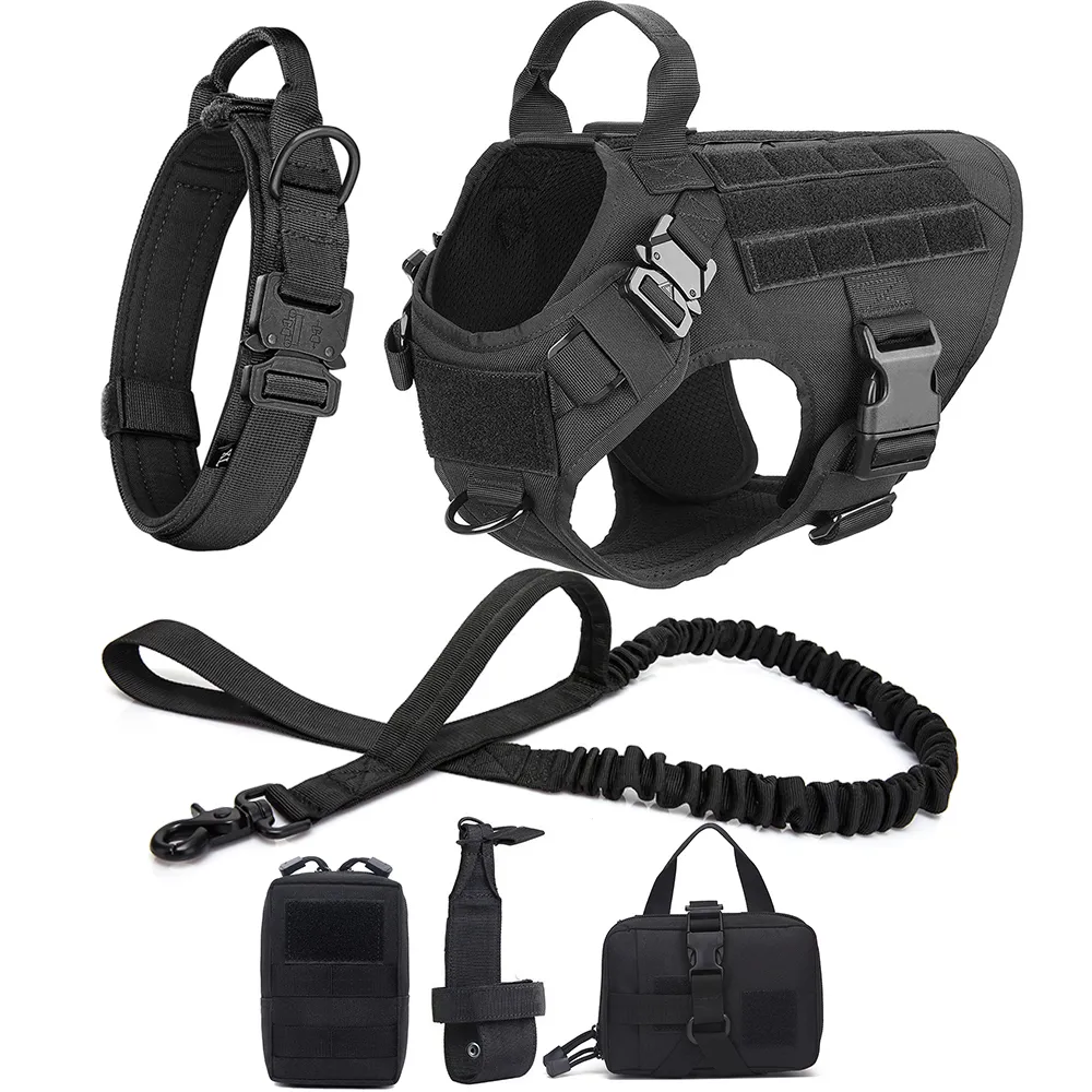 Large-Dog-Harness-Pet-German-Shepherd-Malinois-Training-Walking-Vest-Dog-Harness-and-Leash-and-Collar Vest Harness Padded Nylon Harness - Image 1