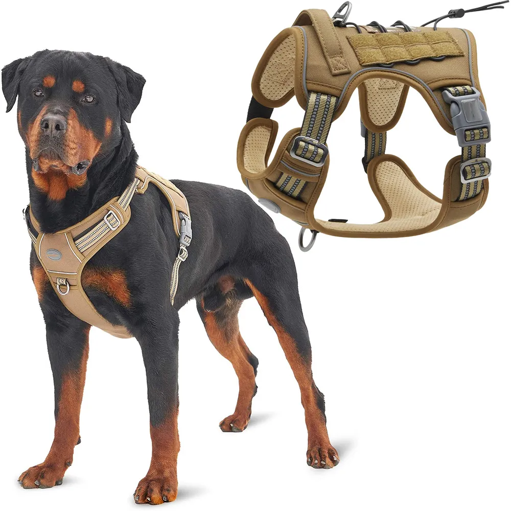 Tactical-Dog-Harness-for-Small-Large-Dogs-No-Pull-Adjustable-Pet-Harness-and-leash-Set-Reflective No Pull Adjustable Tactical Dog Harness and leash Set - Image 1