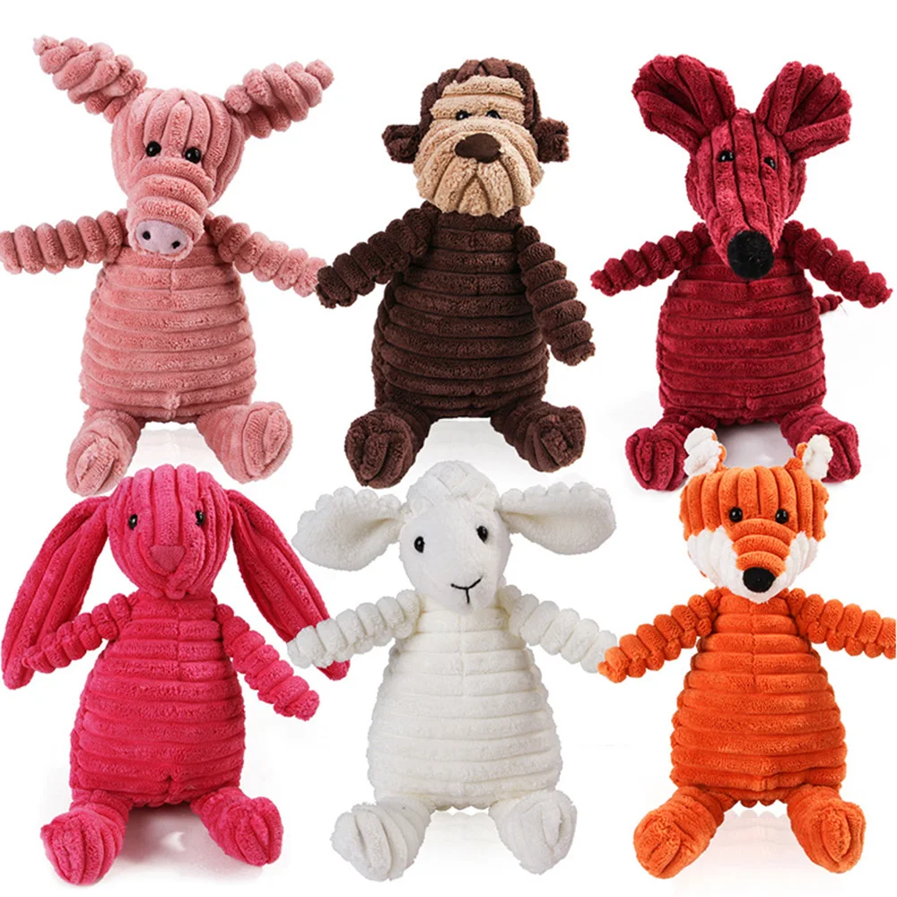 Corduroy-Dog-Toys-for-Small-Large-Dogs-Animal-Plush-Dog-Squeaky-Toy-Puppy-Chew-Toys-Bite Squeaky Corduroy Dog Toy - Image 1