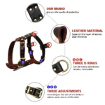 Adjustable Brown Leather Dog Harness - Image 3