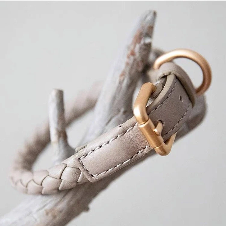 kf-S05139b9486f74ee4820a9c6d824308a1a-PU-Leather-Dog-Collar-Leash-Set-Personalized-Necklace-Braided-Strong-Durable-Pet-Dog-Collars-for-Small Adjustable leather Collar - Image 1