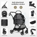 Medium 3-in-1 Pet Stroller with Removable Carrier - Image 4