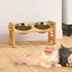 Stainless Steel Elevated Dog Bowls with Rack - Image 2