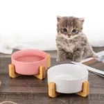 Ceramic Pet Bowl Dish with Wood Stand - Image 3