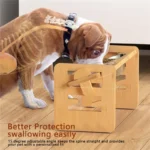 Bamboo Elevated Dog Bowls with Adjustable Stand - Image 3