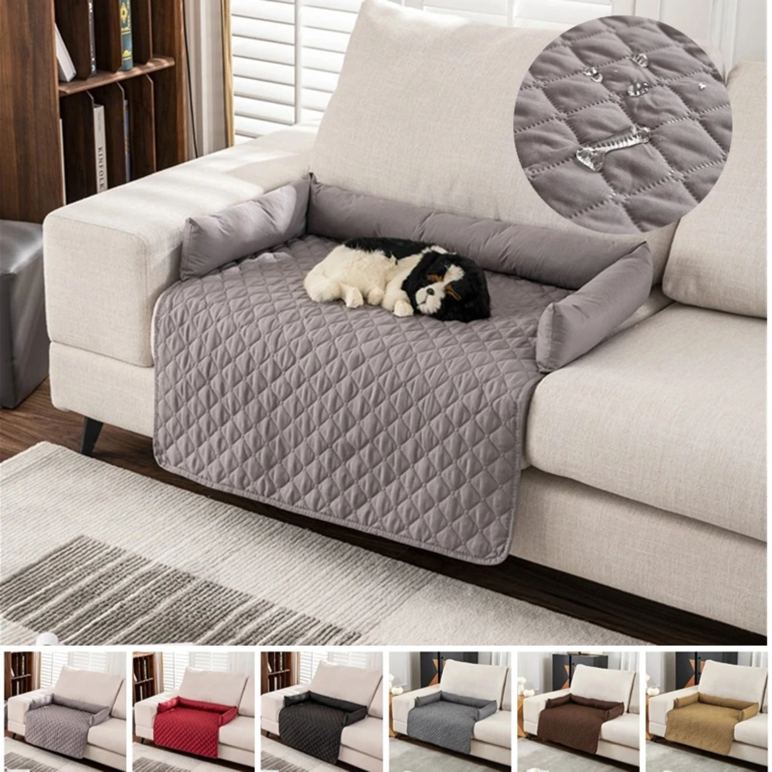 kf-S5038d771048e45e68d7d207f68437da4m-New-Soft-and-Cozy-Waterproof-Plaid-Pet-Couch-Bed-Blanket-Mat-with-Neck-Pillow-Durable-Large Waterproof Plaid Pet Couch Bed Blanket Mat with Neck Pillow - Image 1