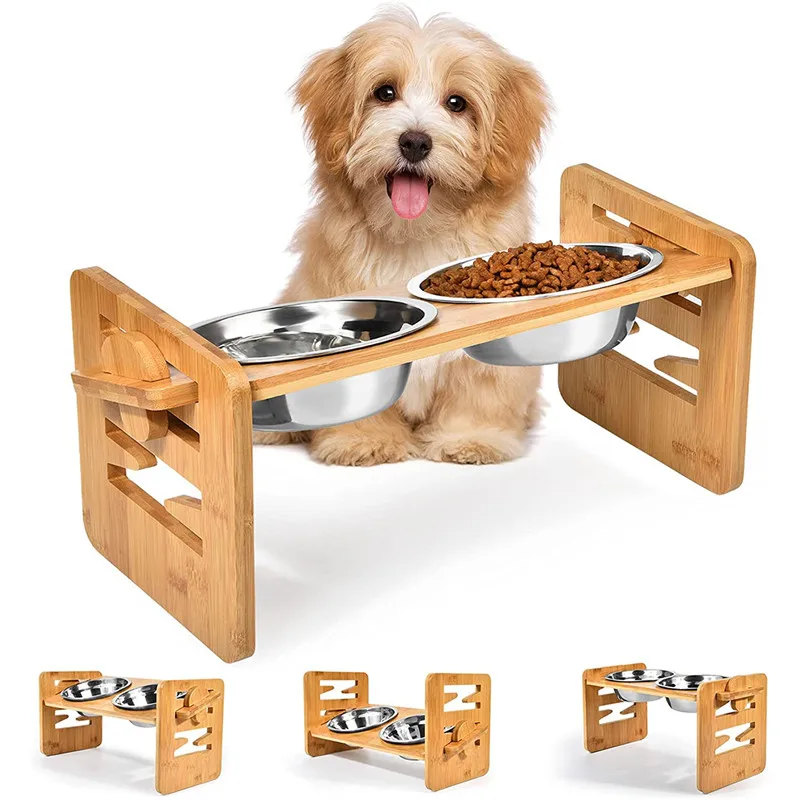 kf-S8ae69738e22f4564892a09e717ab6659K-Bamboo-Elevated-Dog-Bowls-with-Stand-Adjustable-Raised-Puppy-Cat-Food-Water-Bowls-Holder-Rabbit-Feeder Ceramic Pet Bowls – Universal Dog and Cat Feeder - Image 1