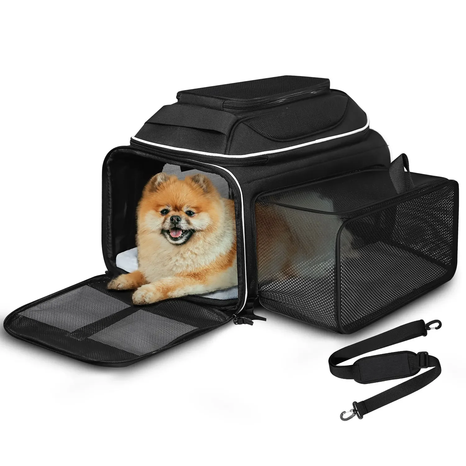 kf-Sc4425109bdd74512a85201b5639ad8f5P-Petskd-Top-and-Side-Expandable-Pet-Carrier-Southwest-Alaska-Airline-Approved-Soft-Small-Dog-Cat-Carrier Expandable Airline Approved Pet Carrier with Locking Zipper - Image 1