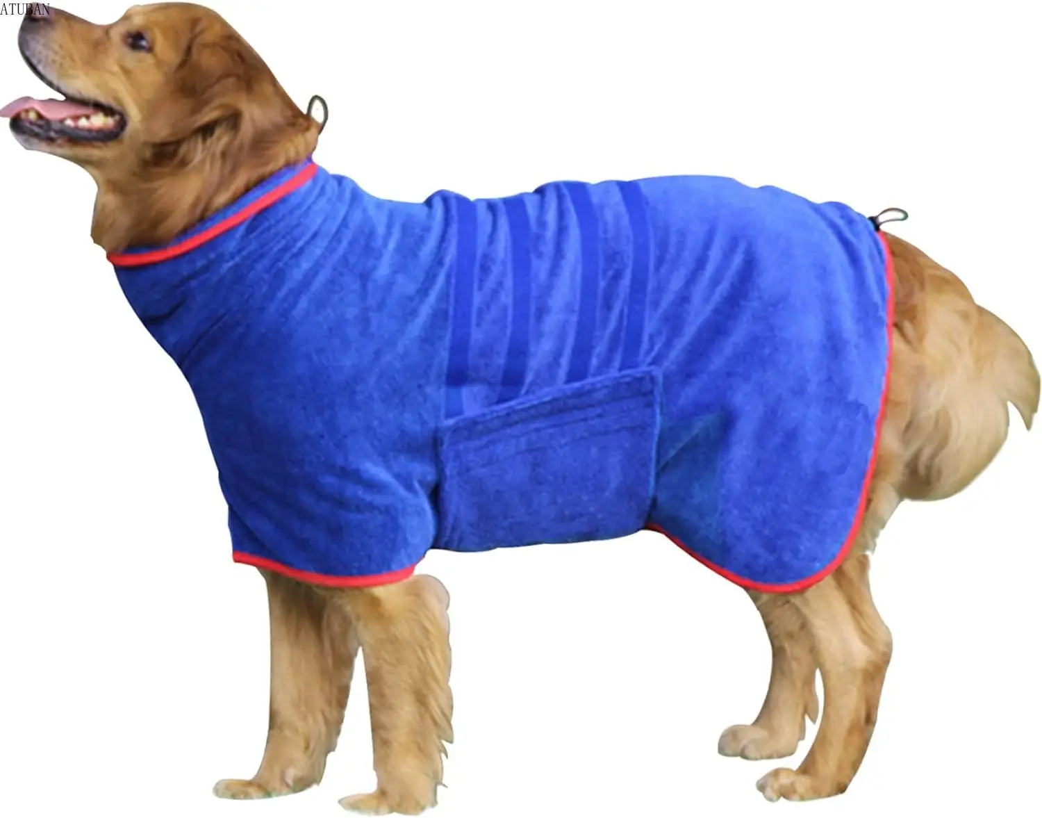 kf-Sdf547be32bf8409bab9eaa9dadcb66f8G-ATUBAN-Dog-Drying-Coat-Fast-Drying-Dog-Towel-Robe-Adjustable-Collar-Belly-Strap-Fast-Drying-Coat Drying Dog Coat - Adjustable Towel Robe for Dogs - Image 1