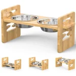Bamboo Elevated Dog Bowls with Adjustable Stand - Image 4