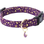 Adjustable Moon Print Cotton Dog Collar
