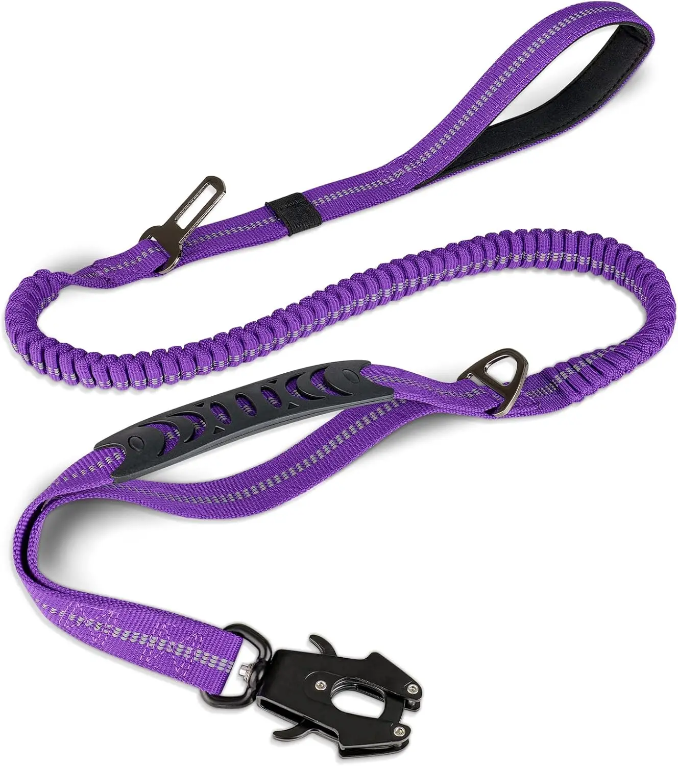 Reflective Shock Absorbing Pet Leashes with Car Seatbelt for Large Dogs Heavy Duty Tactical Bungee Dog Leash No Pull Dog Leash – plum 1 Heavy Duty Shock Absorbing Leashes with Car Seatbelt - Image 1