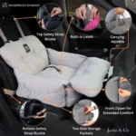 Water-Resistant, Machine Washable Premium Dog Car Seat Travel Bed for Small Pets - Image 4