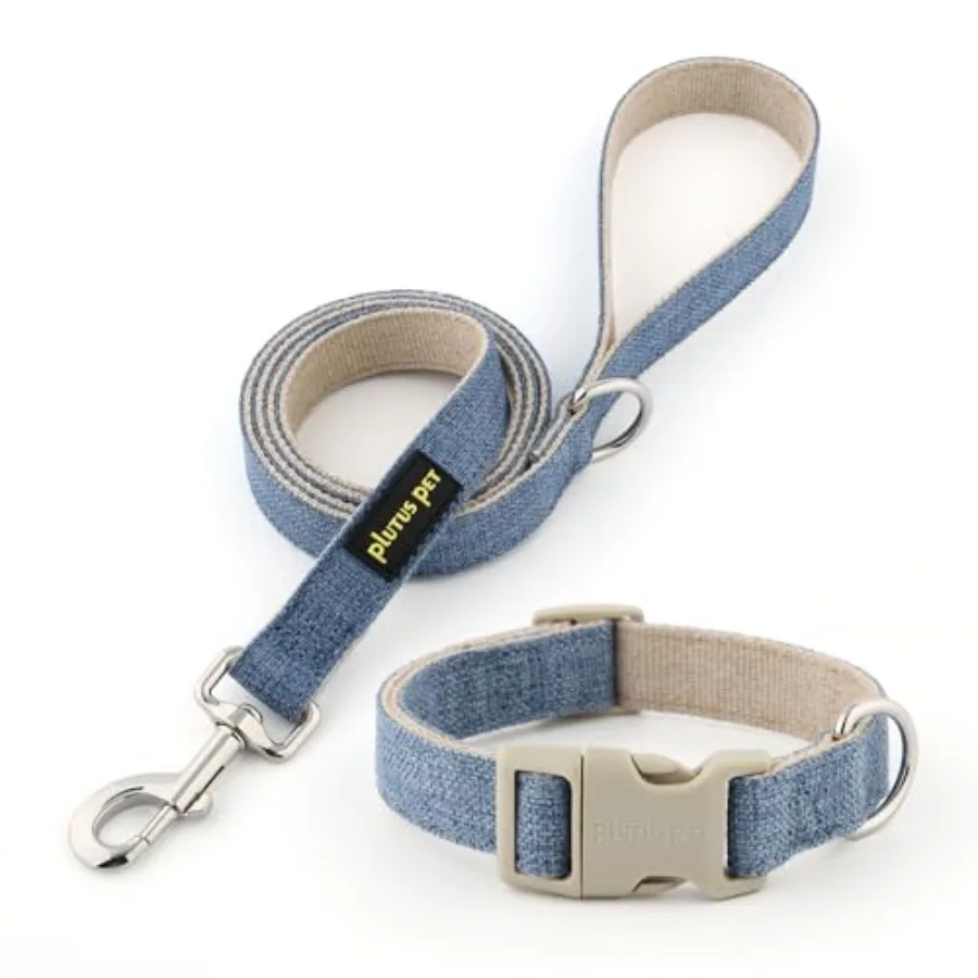 kf-S6d2880232faa4461b3b568e2b3c8399dZ Adjustable Cotton Hemp Dog Collar & Leash Set - Image 1