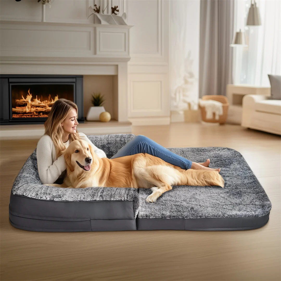 kf-Se3204902d87e4cc3ad35850ac935fd0eI 180cm Human-Size Orthopedic Calming Dog Bed - Image 1