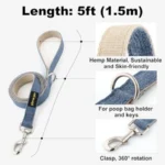Adjustable Cotton Hemp Dog Collar & Leash Set - Image 5
