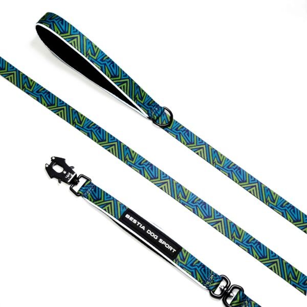 BESTIA DOG SPORT GripPro Leash Blue & Green Print