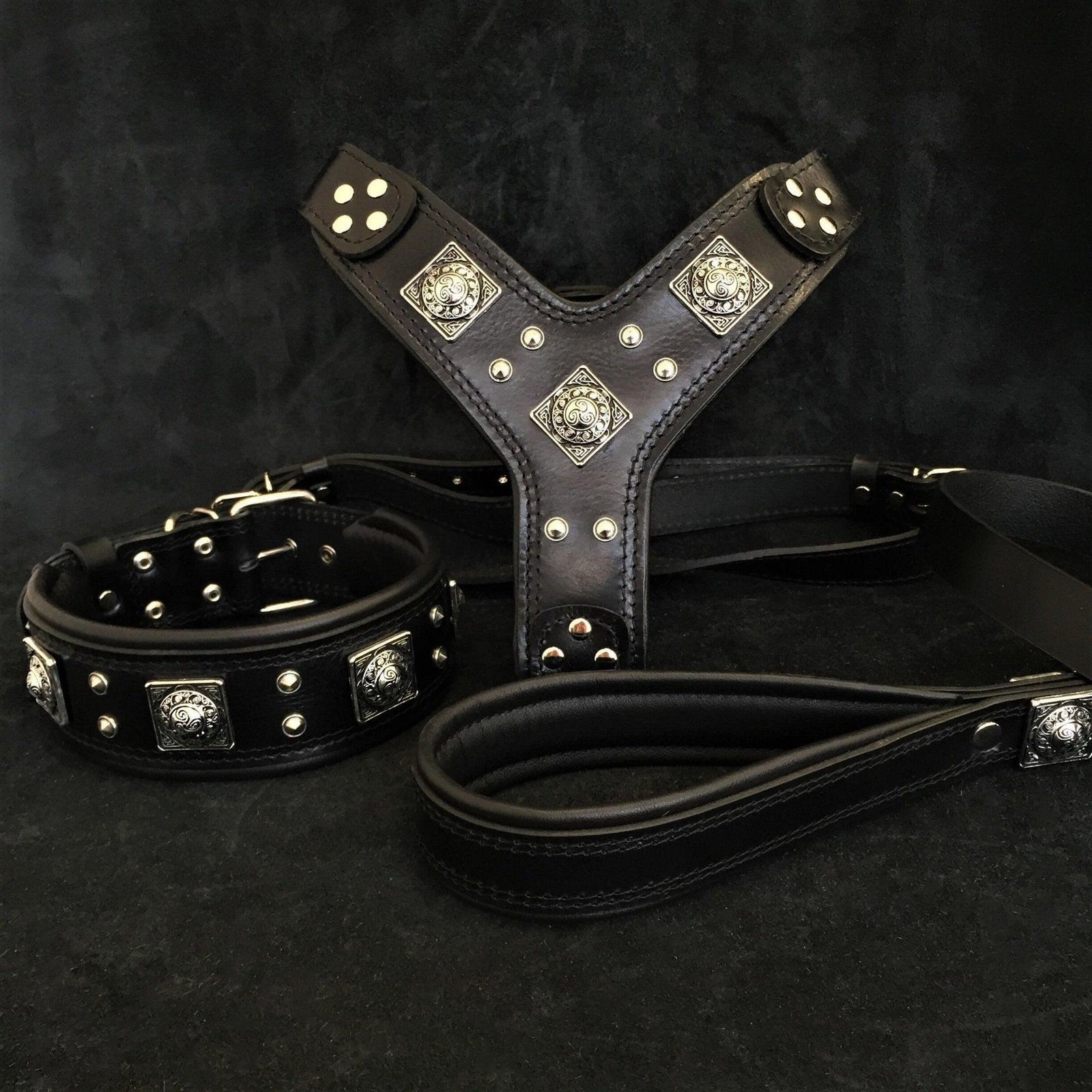 eros-big-dog-set-harness-collar-lead-all-black-966822.jpg "EROS" BIG dog SET- Harness - collar - lead. All Black - Image 1