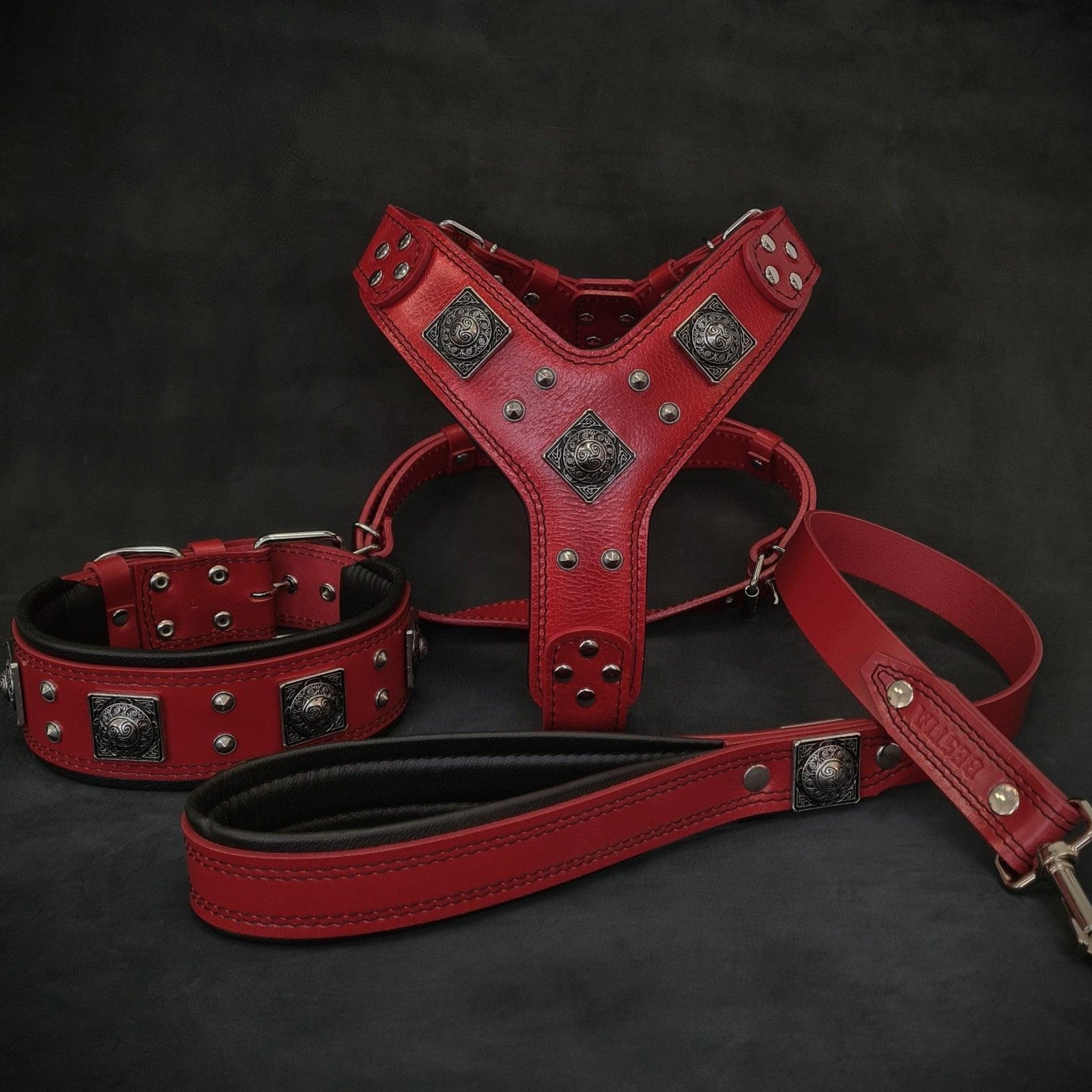 eros-big-dog-set-harness-collar-lead-red-870601.jpg "EROS" BIG dog SET- Harness - collar - lead. Red - Image 1