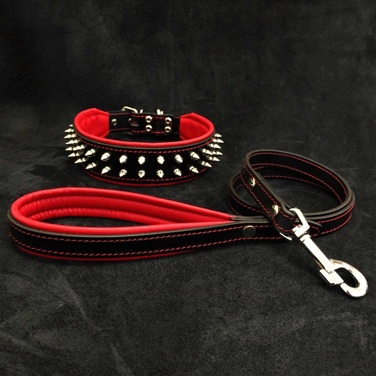 frenchie-set-collar-leash-red-714909.jpg "Frenchie" Set- collar & leash. Red - Image 1