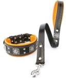 The "Eros" collar 2.5 inch wide black & orange - Image 2