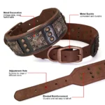 Genuine Leather Padded Dog Collar & Leash Set with Heavy-Duty Metal Rivets - Image 2