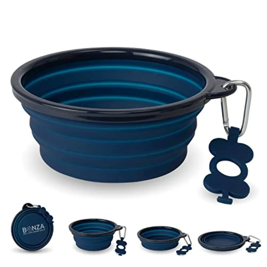 kf-S044fbf77c0534319b34c43ed768e5cf5W Collapsible Silicone Dog Water Bowl with Reinforced Rim & Carabiner Clip - Image 1