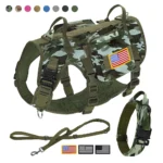 Tactical Dog Harness Collar Leash Set Military Training Pet Vest with Pouches Flags Durable Collars for Big Dogs German Shepherd - Image 2