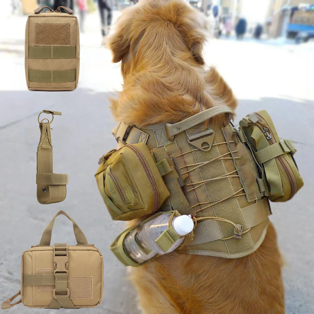 kf-S8a1c75f87d3841e184bd8d6175b8e77cR Tactical MOLLE Dog Pouch Set with Adjustable Belt Attachments for Harnesses - Image 1