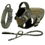 Tactical Dog Harness, Collar & Leash Set with Adjustable Training Vest