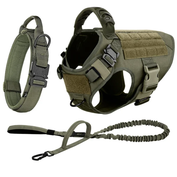 Tactical Dog Harness, Collar & Leash Set with Adjustable Training Vest