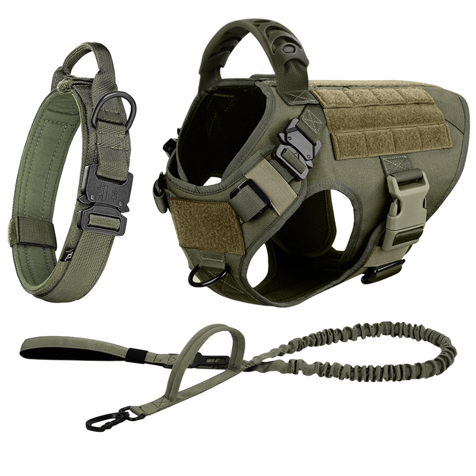 kf-Seabaea5cf64c4b73a7c2589897f82002j Tactical Dog Harness, Collar & Leash Set with Adjustable Training Vest - Image 1