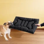 Chew-Resistant Dog Bed with Waterproof Washable Cover (Black, L-35*22in) - Image 2