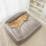 Warm Plush Dog & Cat House Bed with Washable Cushion - Image 2